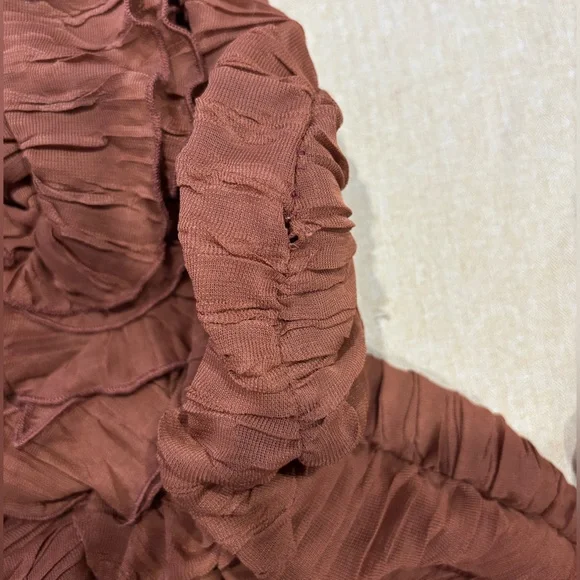 RED WINDSOR DRESS XS and BROWN ZARA RUFFLE DRESS XS - Picture 5 of 9